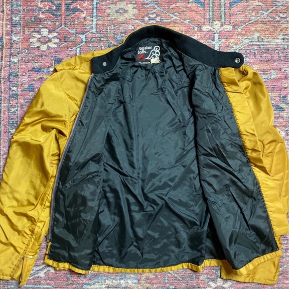 Rooster Tails Cafe‎ Racer Jacket Motorcycle Bomber Gold Padded Elbows Size M / L - Picture 6 of 9
